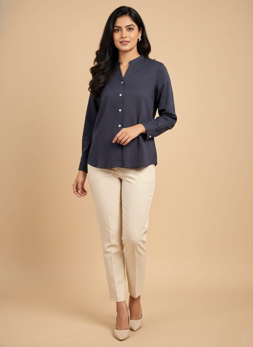 Elegant Patterned Longline Shirt Top