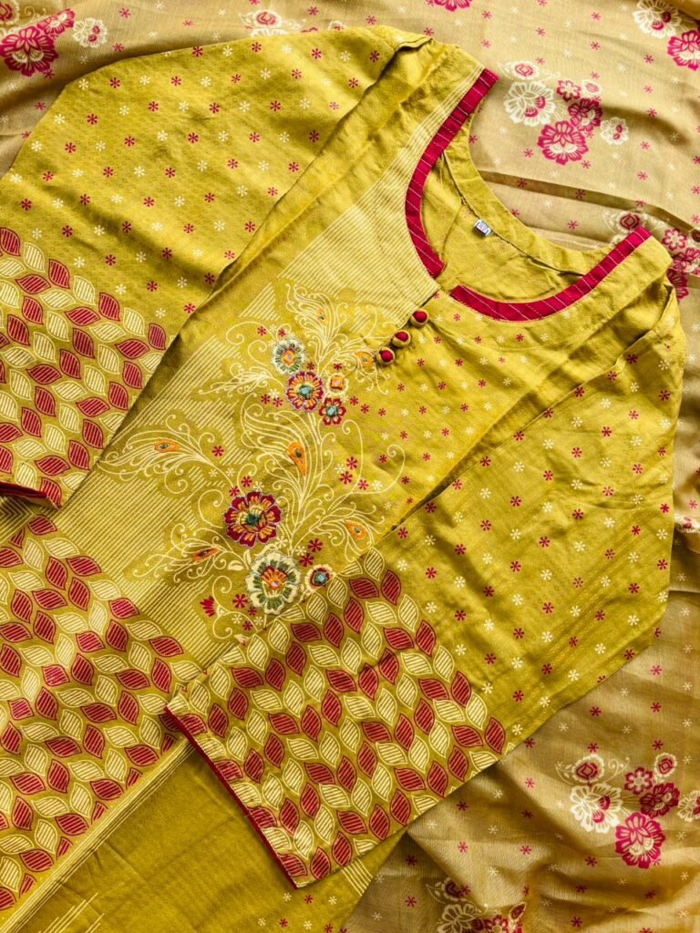 Olive Elegance – Aarong Inspired Stitched Three Piece