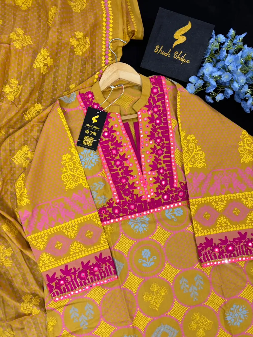 Basanti Pure Cotton Embroidered Three Piece