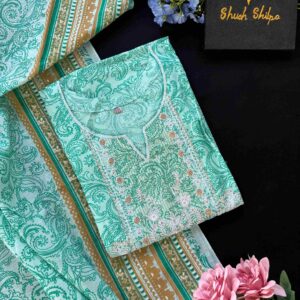 স্নিগ্ধ সুন্দর ফুল স্টিচড থ্রি পিস