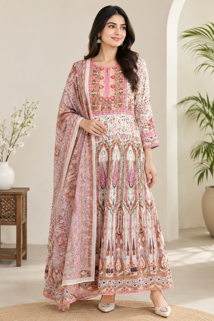 Dubai Silk Anarkali Gown