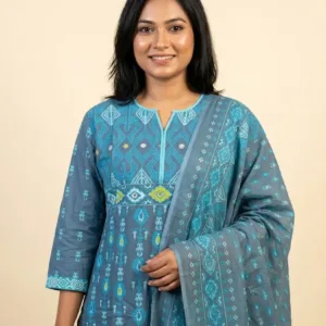 AJ01-Pure Cotton Jamdani Three-Piece