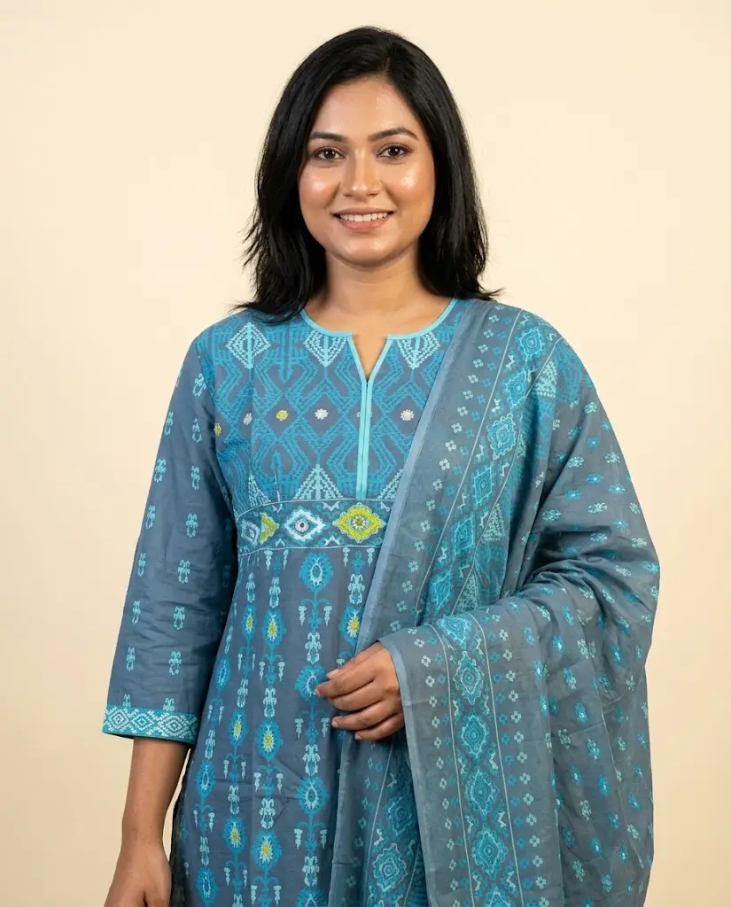 AJ01-Pure Cotton Jamdani Three-Piece